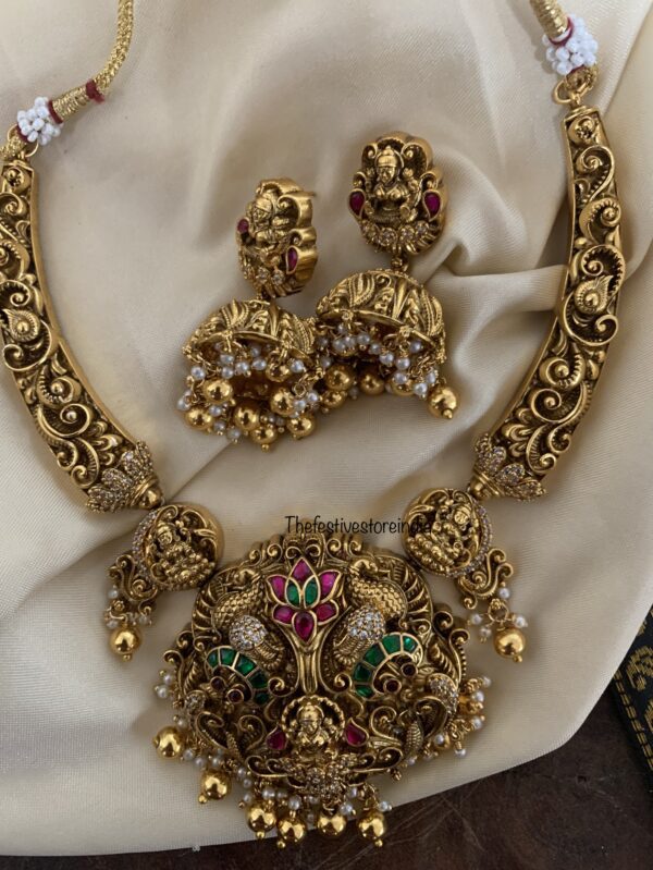 Nakshi lakshmi gold beads kanti set