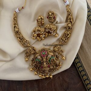 Nakshi lakshmi gold beads kanti set