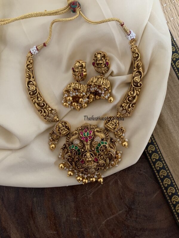 Nakshi lakshmi gold beads kanti set