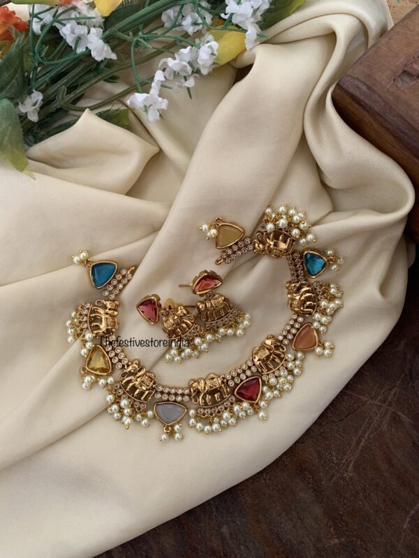 Elephant multi colour necklace set