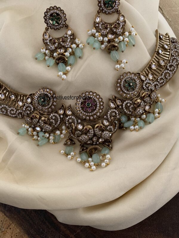 Mint peacock victorian set