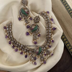 Purple beads Hamsa Victorian necklace set