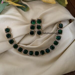 Block emerald necklace/choker set
