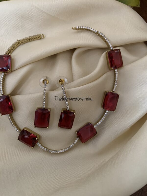 Contemporary AD Ruby necklace set