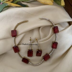 Contemporary AD Ruby necklace set