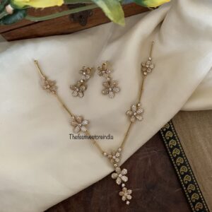 Classy AD floral drop necklace set