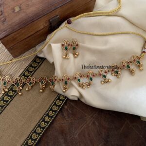 Matte carved drops choker/necklace set