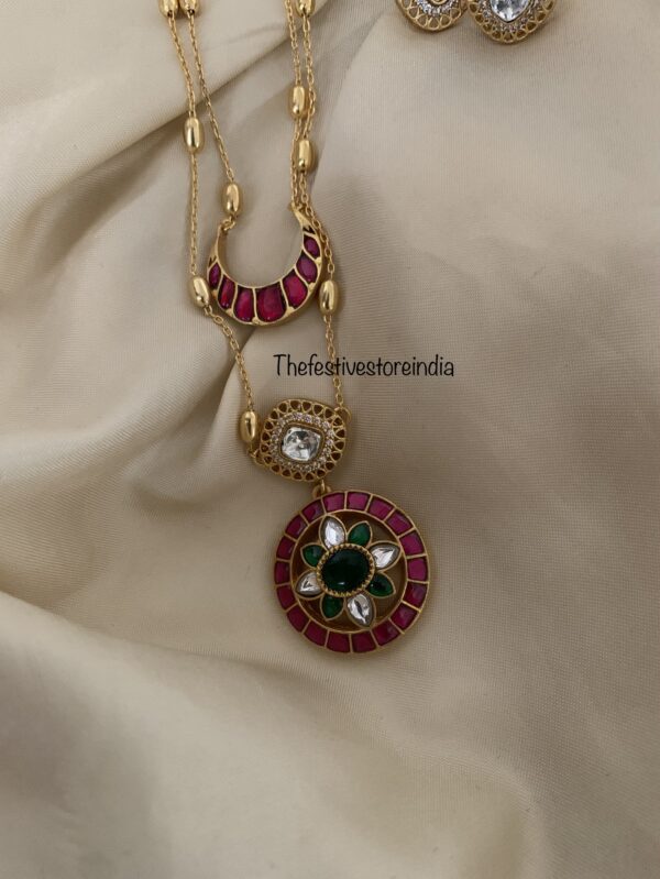 Layered Jadau kundan sun and moon set
