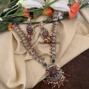 Mauve/pink beads budgeted victorian necklace set