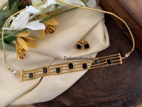 Black block stone choker set