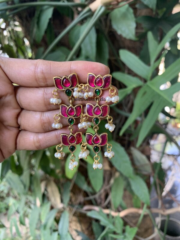 Jadau lotus step earrings