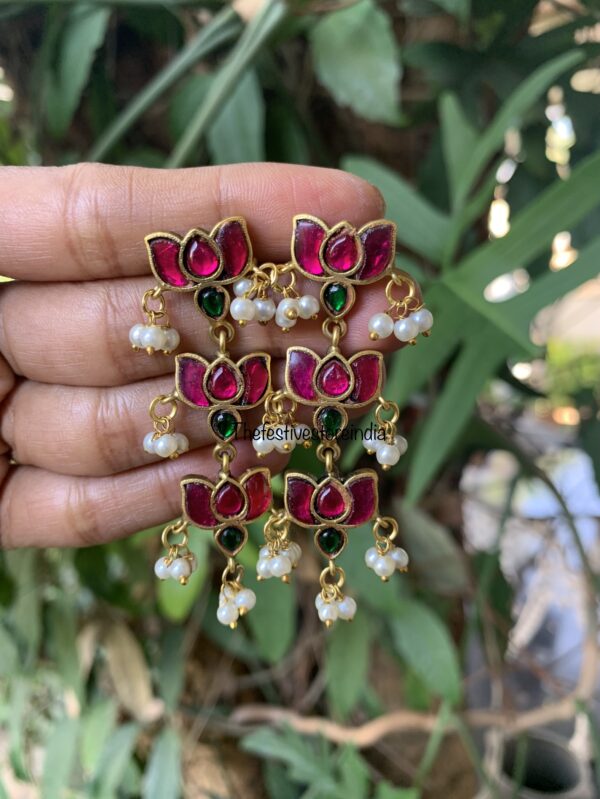 Jadau lotus step earrings