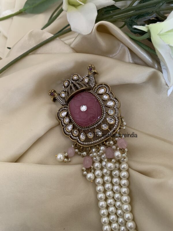 Pink Victorian pearls Jade Bangaara 42cms