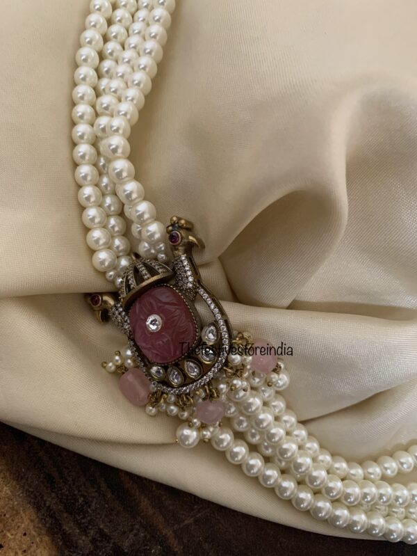 Pink Victorian pearls Jade Bangaara 42cms