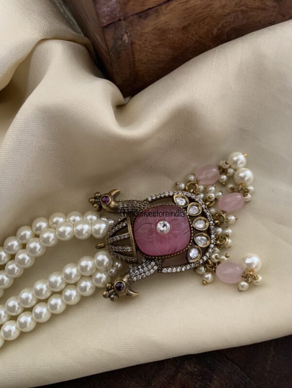 Pink Victorian pearls Jade Bangaara 42cms