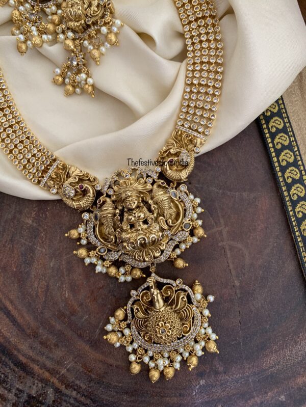 Grand Lakshmi Bridal white stone haaram set