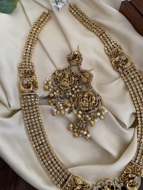 Grand Lakshmi Bridal white stone haaram set