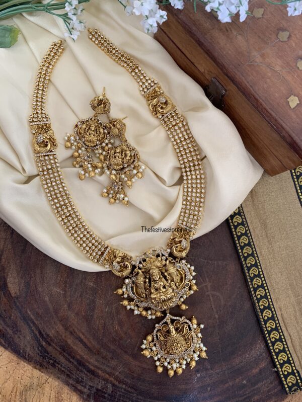 Grand Lakshmi Bridal white stone haaram set