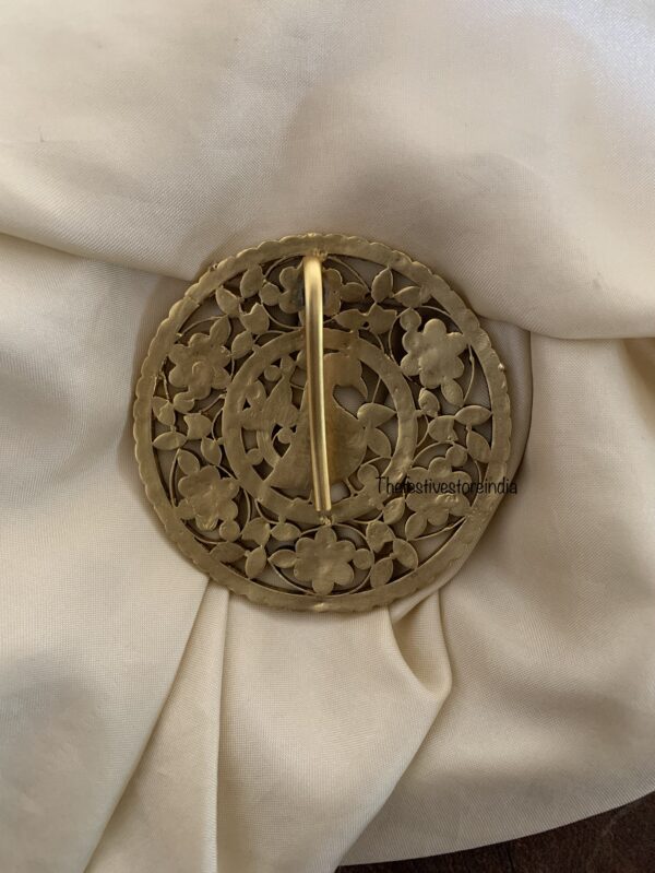 Oversized Jadau classic Raagata Pendant / Bun pin | Royal temple jewelry