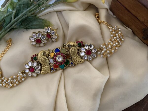 Kundan jadau Navarathna fusion choker set