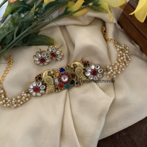 Kundan jadau Navarathna fusion choker set