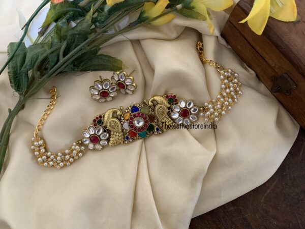 Kundan jadau Navarathna fusion choker set