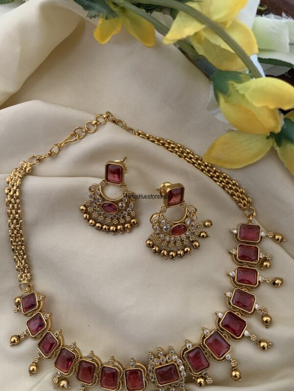 Blocks Ruby attigai set with chandbali