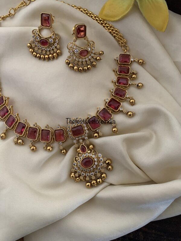 Blocks Ruby attigai set with chandbali