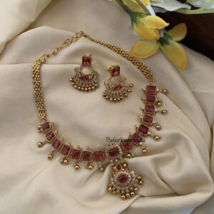 Blocks Ruby attigai set with chandbali