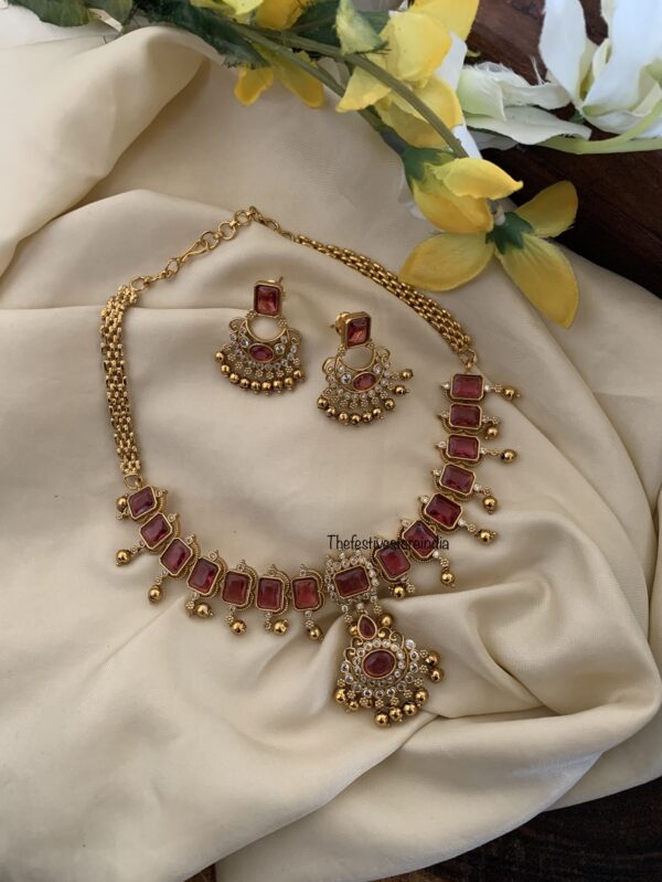 Blocks Ruby attigai set with chandbali