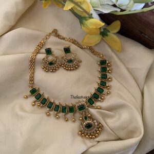 Blocks Emerald/Green attigai set with chandbali
