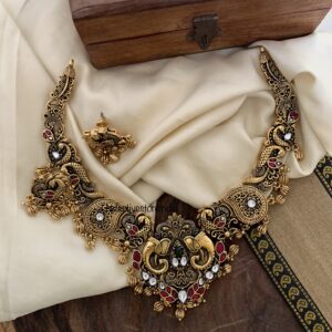 Antique polish Fusion carved ambaari navilu set