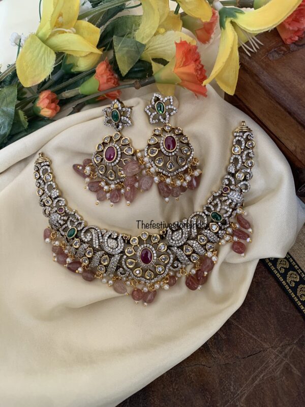 Asymmetric Pink beads victorian set