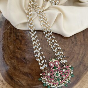 Rice pearls jadau long haaram - 42cms