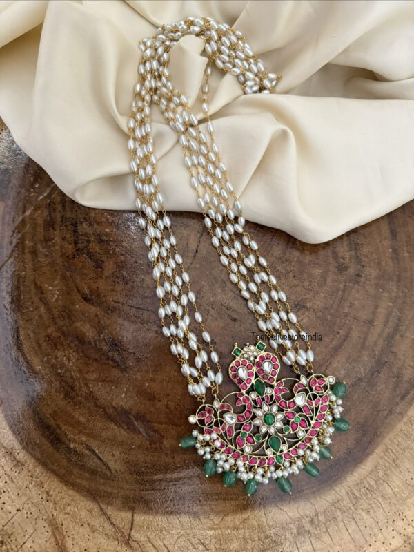 Rice pearls jadau long haaram - 42cms
