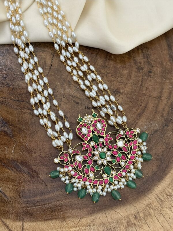 Rice pearls jadau long haaram - 42cms