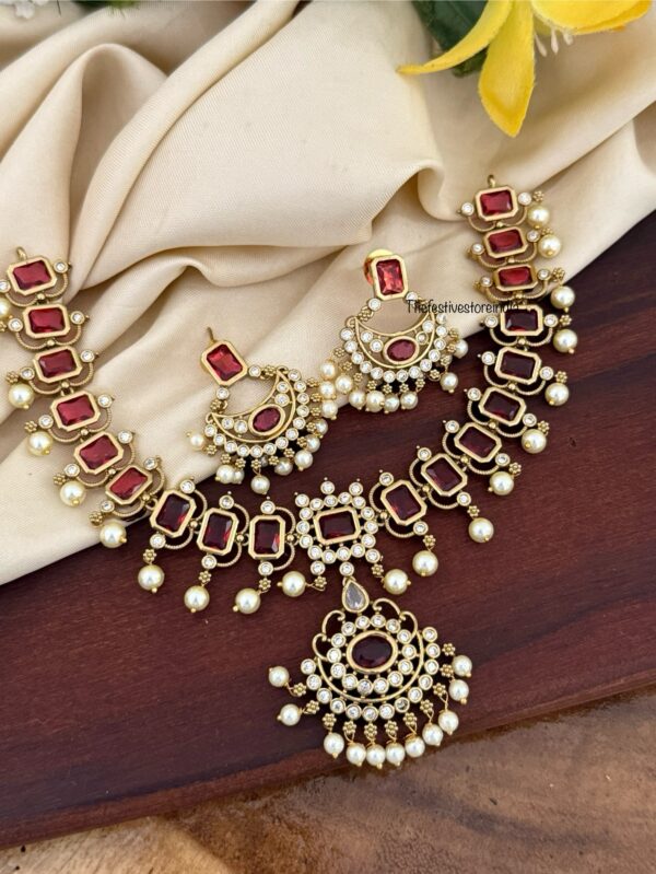 Blocks Ruby attigai set with chandbali