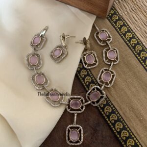 AD Pink loop necklace set