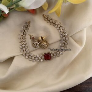 Flexible Ruby diamonds choker/necklace set