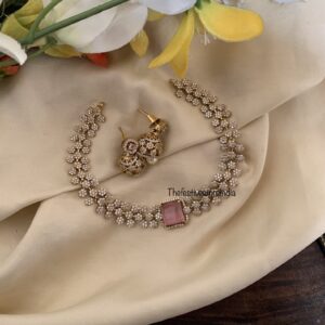 Flexible Pink diamonds choker/necklace set