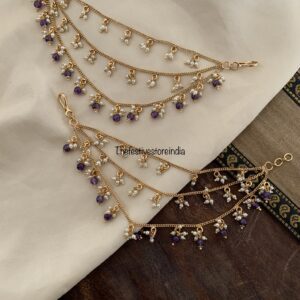 Purple beads and pearls Ear chain