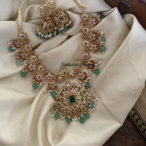 Gold finish bottu beads necklace set