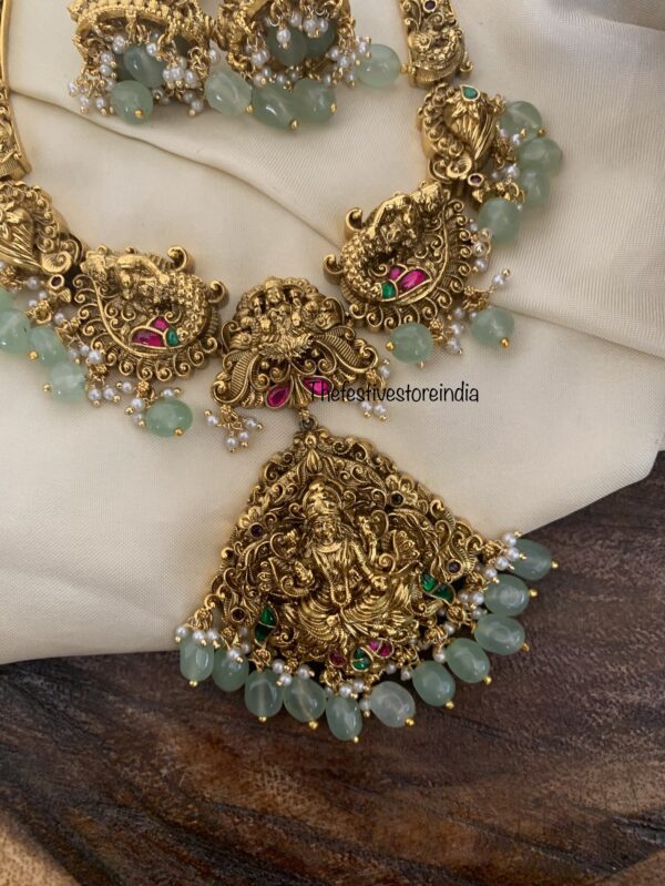 Mint beads lakshmi necklace set