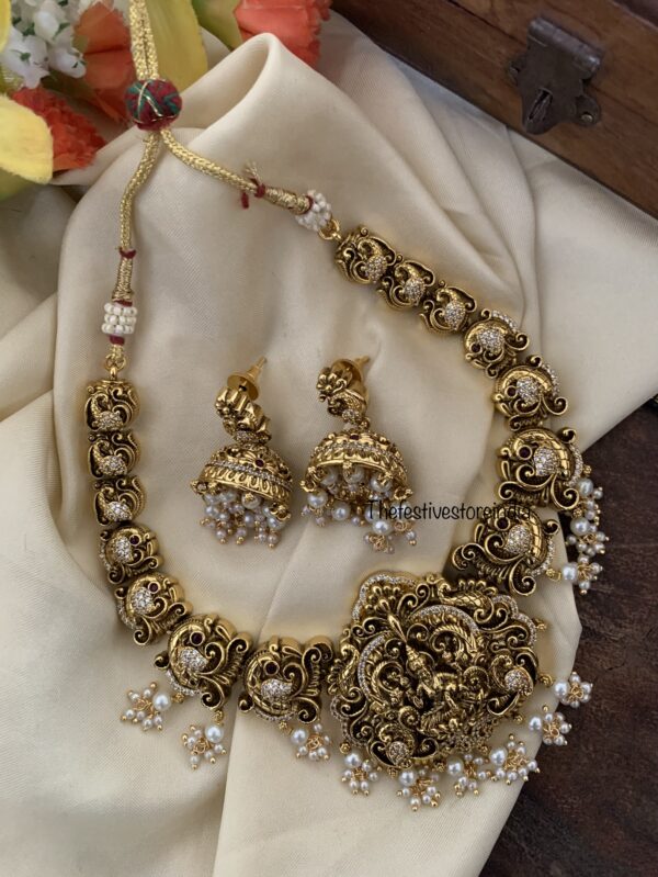 Lakshmi nakshi pearls necklace set