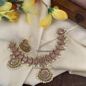 Blocks Pink attigai set with chandbali