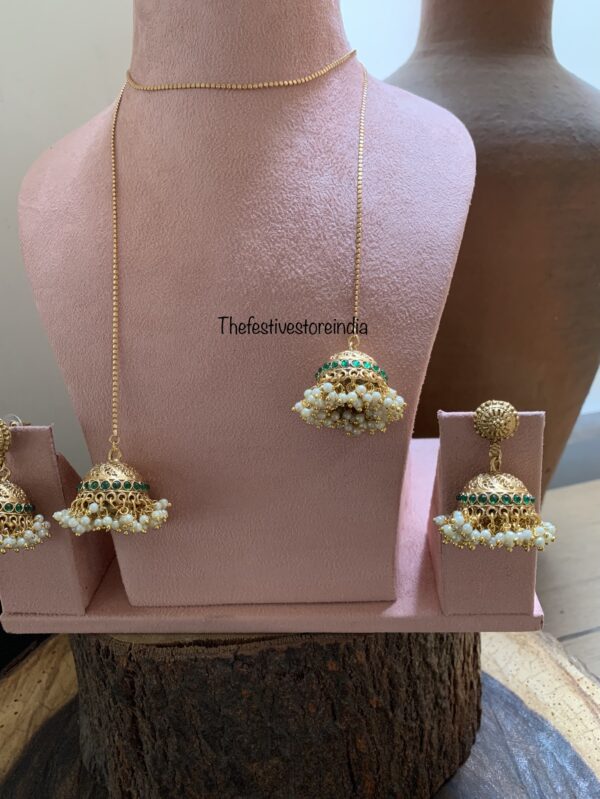 Contemporary budgeted chain jhumka set