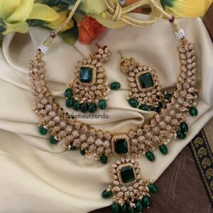 Budgeted Gold finish green drops Victorian set