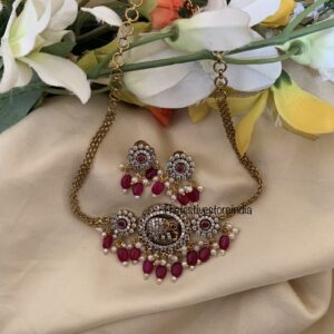 Mini Maroon beads elephant victorian choker set
