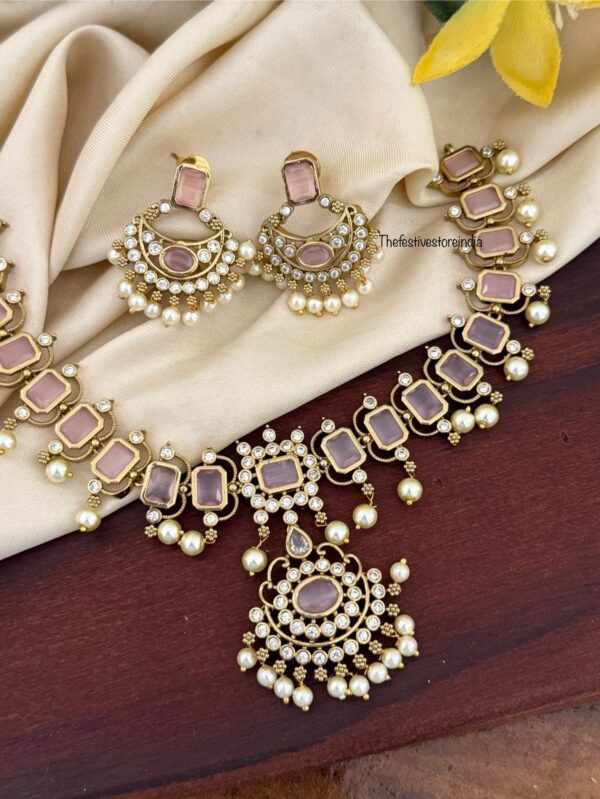 Blocks Pink attigai set with chandbali