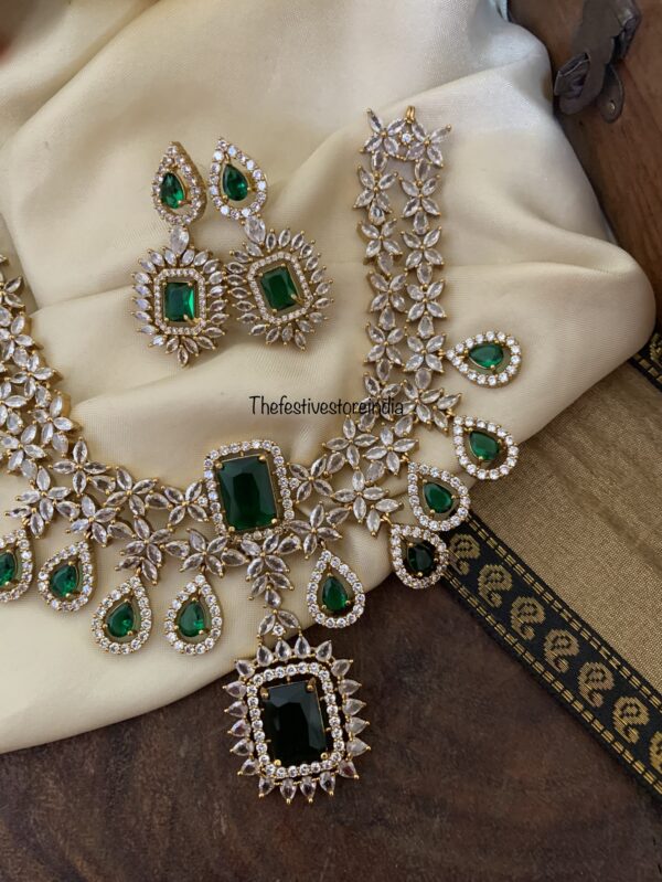 Designer heavy 2 layer emerald CZ set